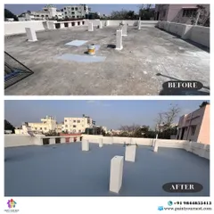 Protecting your home from Bangalore's weather is crucial. Here you can see a complete rooftop transformation where I applied a durable, weatherproof coating to prevent leaks and damage, leaving a clean and protected surface.