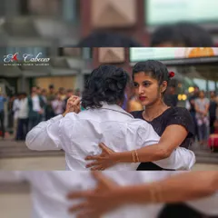 The intensity and focus of the Tango embrace, seen here during our public dance event. It's a dance that brings people together.