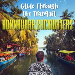 Gliding through the tranquil Honnavara backwaters. This serene boat ride through a mangrove forest is a peaceful highlight of our Gokarna trip, offering a beautiful contrast to the ocean waves.
