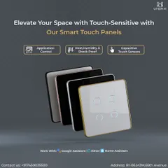 Elevate your space with my touch-sensitive smart panels. These switches are heat, humidity, and shock-proof, offering reliable capacitive touch control that works seamlessly with Google Assistant and Alexa.