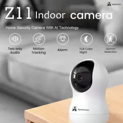 The Z11 indoor camera is packed with AI technology. It offers features like two-way audio, motion tracking, and full-color night vision for superior home security.
