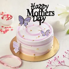 A beautiful butterfly-themed cake for Mother's Day. The delicate purple swirls and "Happy Mother's Day" topper make it a memorable gift.