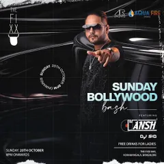 The flyer for a Sunday Bollywood Bash at The Fixx, one of my regular spots for high-energy weekend parties.