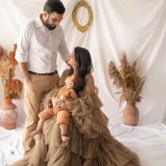 A beautiful family portrait with a simple, rustic theme. I love using natural elements like pampas grass to create a warm and timeless setting.
