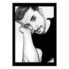 A stippling self-portrait where every feature and shadow is built from individual ink dots. This technique is slow and meditative, but the final textured result is unlike any other drawing style.