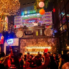 The view from the iconic boombox DJ booth at Bombay Adda during a massive Diwali party. The club was decorated beautifully for the occasion.