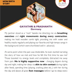 A partner's role is transformative. Gayathri's story beautifully captures how her husband became her rock during labor, using breathing exercises and comfort measures we practiced. This is the kind of active, involved support I coach partners to provide, making them true birth room heroes.