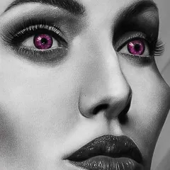 An extreme close-up of my Maleficent portrait. Here you can see the fine details in her eyes, the subtle shading on her skin, and the texture of her makeup, all done in a striking black and white style.