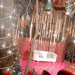 The perfect setup for a "Mehendi ki Raat". I love being part of such vibrant and happy celebrations.