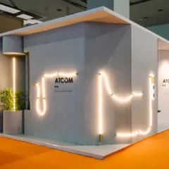 The exterior of our ACETECH 2022 booth, featuring a creative installation of our flexible profile lighting. This design was intended to be an eye-catching piece of art, demonstrating the creative possibilities of our products.