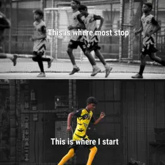 This is the mentality I instill: where most people stop, that's where we start. This graphic contrasts giving up with the determination to begin the real work.