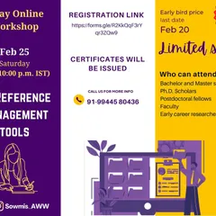 This is another flyer for my workshop on reference management tools. I hold these sessions online in the evening, making it convenient for researchers and students to join from anywhere without disrupting their work or lab schedules.