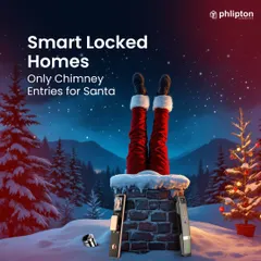 In my smart-locked homes, Santa has to use the chimney. This fun image shows that my security is so effective, it keeps everyone out except for those with magical entry methods.