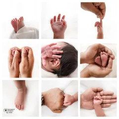 A collage of the tiniest details. From wrinkled feet to tiny fingers, these are the moments you'll want to remember forever from your newborn's first days.