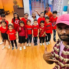 A group selfie with my awesome crew of young dancers. Capturing the fun we have together after a great practice session.