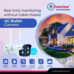 This Trueview 4G bullet camera allows for real-time monitoring without any cable hassle. It supports a 4G SIM card and includes smart features like human detection and area movement detection, all viewable on your phone.