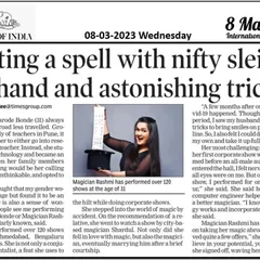 I was so honored to be featured in the Times of India for International Women's Day. The article talks about my journey as a female magician, from being a software engineer to performing for audiences across the country. It’s a moment I’m incredibly proud of.