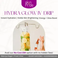 Feeling dehydrated? Our Hydra Glow IV Drip is the ultimate solution for thirsty skin. This therapy provides instant hydration, visible skin brightening, and a boost of energy to help you glow.