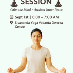 An invitation to one of our dedicated meditation sessions. These sessions are designed to help you calm the mind and awaken inner peace through guided and silent meditation techniques.