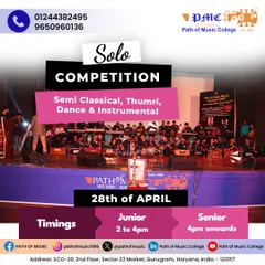We encourage healthy competition to help students grow. This poster announces our annual solo competition, an event that challenges students in semi-classical dance, vocals, and instrumental music.