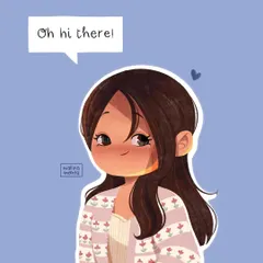 A cute, chibi-style character illustration saying 'Oh hi there!'. This was my first attempt at simple animation and shows my playful, approachable art style.