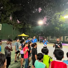 Dhruv Barman giving a pep talk to our young athletes, sharing valuable insights from his professional career. These moments are priceless for aspiring players.