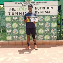 Here is one of our champions, Niraanjan Singh, posing with his trophy at an All India Ranking AITA Tournament. We host these official events to provide a platform for junior players to earn national ranking points.