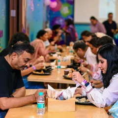 Parents can also sit back and enjoy a meal. Our cafe provides a comfortable space for adults to relax and socialize.
