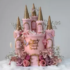 A princess castle cake that looks like it came straight out of a fairytale! This stunning pink and gold creation is perfect for a royal celebration. We help you style and photograph these elaborate cakes to highlight every magical detail.