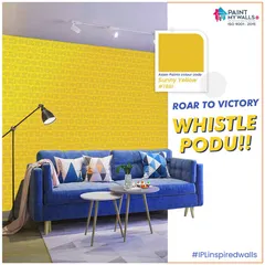 Whistle Podu! The mighty kings of the IPL, CSK, stand tall. I can paint your walls with the vibrant energy of CSK, so you can watch them roar to victory in your very own fan zone.