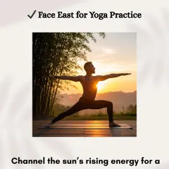 For a more powerful yoga practice, I recommend facing East. This direction allows you to channel the sun's rising energy, giving you a more potent and energized start to your day and your practice.