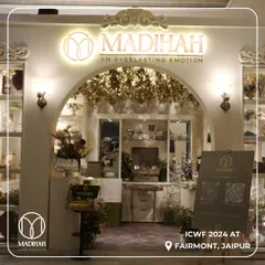 My beautiful booth at the International Convention of the Wedding Fraternity (ICWF) 2024. The setup was designed to give visitors a true sense of the Madihah luxury experience.