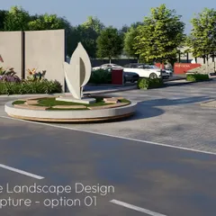 A design option for a central sculpture at the 'Nirvana' entrance, symbolizing the project's theme of bliss. Exploring sculptural forms is a key part of my process to create a unique identity and focal point for a landscape.
