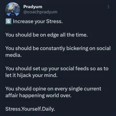 A sarcastic guide on how to stay unfit. If you want to ensure your health deteriorates, just play the blame game, increase your stress, and sit at home all day staring at a screen. This is my reverse-psychology take on the common habits that hold people back.