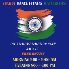 Our poster for the free Independence Day Zumba Masterclass. We love celebrating important days together with fun and fitness.
