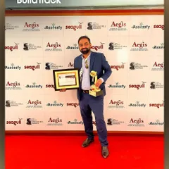 Proudly accepting the Aegis Graham Bell Award. This recognition validates our efforts to create innovative IoT solutions that have a real-world impact on building safety and management.