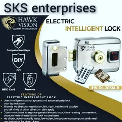 This Hawk Vision electric intelligent lock can be controlled with a remote, offering convenient access. It's a robust and reliable lock that can be fitted to various types of doors for enhanced security.