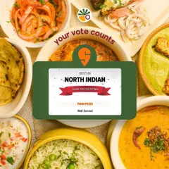 Your vote counts! This graphic is a call to action for my lovely customers to vote for me as the 'Best in North Indian' on Swiggy.