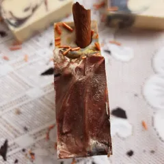 A close-up of my Hot Cinnamon Cocoa soap. This seasonal favorite is a warm and spicy treat, perfect for cozying up during the colder months.