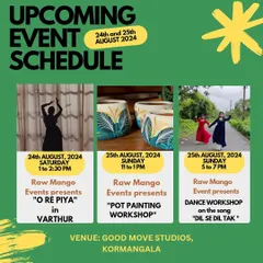 A look at our schedule for the last weekend of August. We often mix in art workshops like pot painting alongside our dance sessions for a creative weekend.