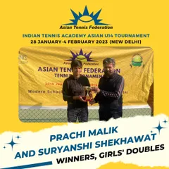 We congratulate the Girls' Doubles winners of the ATF Asian U14 Tournament. This highlights our commitment to providing equal opportunities for boys and girls to compete at an international level.
