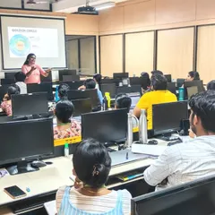 My workshops are interactive and hands-on. Here, I'm explaining Simon Sinek's Golden Circle concept and how it applies to structuring a compelling research narrative during a session on crafting effective cover letters for journal submissions.