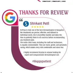 Patient feedback is a cornerstone of my practice. This review from a patient highlights my commitment to precise, tailored treatments and taking the time to listen to individual concerns before recommending a plan.