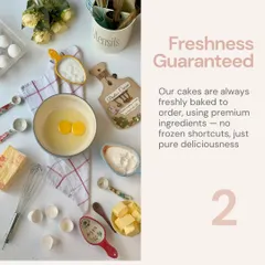 Freshness is guaranteed in my kitchen. I bake everything to order using premium ingredients. There are no shortcuts, no frozen products, just pure, delicious, handcrafted goodness.