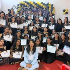 This is one of my proudest moments, seeing a batch of talented women become certified mehndi artists. My classes are a community where we support each other, and this picture captures the joy and success of completing the professional course together.
