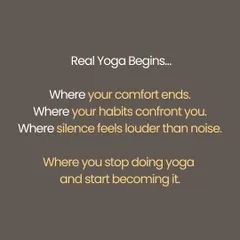 The "99% practice" is not about poses. It is about what happens when the mat is gone. It is how you wake, eat, and respond when tested. It includes the practice of Yama (ethics), Niyama (observances), Ahara (nourishment), Vichara (self-inquiry), and Seva (selfless service). Real yoga begins where your comfort zone ends.