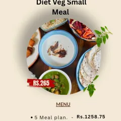 If you prefer a lighter option, this is the menu for our Diet Veg Small Meal. It details the pricing for different subscription lengths, offering a flexible and affordable way to eat healthy every day.