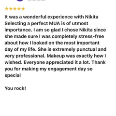"Completely stress-free." Punctuality and professionalism are key to ensuring my brides have a relaxed and wonderful experience.