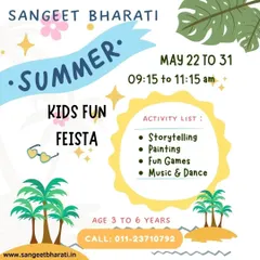 Our Kids Fun Fiesta is a compact summer program packed with engaging activities for children aged 3 to 6. This overview lists the core components, including storytelling, painting, fun games, and an introduction to music and dance.