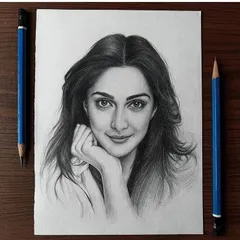A classic pencil sketch of actress Kiara Advani. The challenge here was to create the soft texture of her hair and capture her gentle, engaging expression.